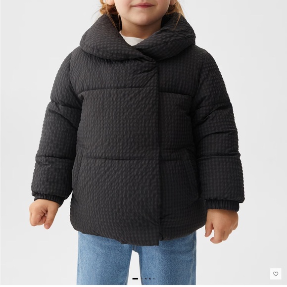 Mango kids Black Quilted Checkered Puffer Jacket - Picture 1 of 12